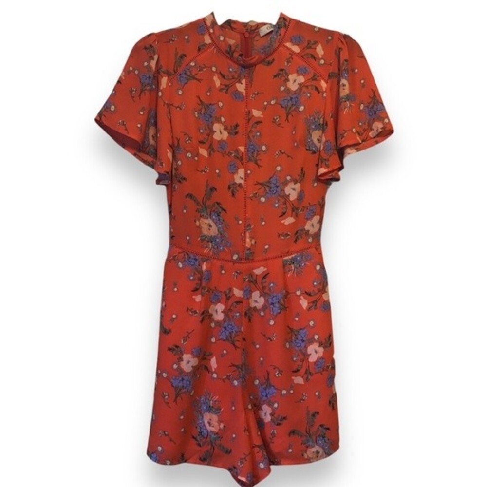 Oasis Orange Flowery Romper - Size 6